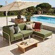 OVIALA - Salon de jardin bas modulable uni 4 places vert kaki - Patio - vignette