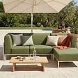 OVIALA - Salon de jardin bas modulable uni 4 places vert kaki - Patio - vignette