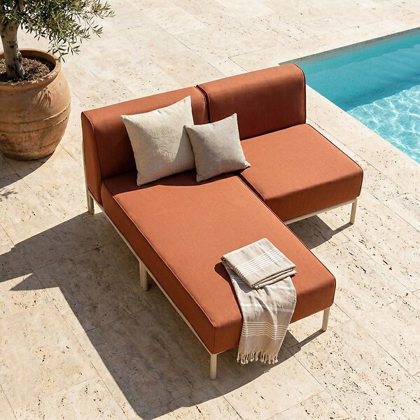 OVIALA - Salon de jardin bas modulable uni 2 places terracotta - Patio - large