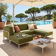 OVIALA - Salon de jardin bas modulable uni 4 places vert kaki - Patio - vignette