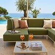 OVIALA - Salon de jardin bas modulable uni 4 places vert kaki - Patio - vignette