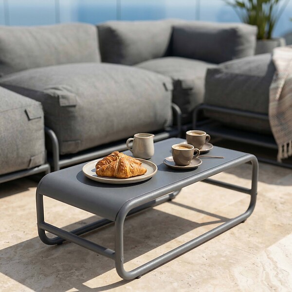 OVIALA - Salon de jardin modulable 4 places avec structure gris - Mixi - large