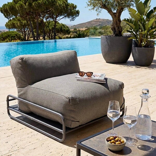 OVIALA - Salon de jardin modulable 4 places avec structure gris - Mixi - large