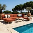 OVIALA - Salon de jardin bas modulable uni 5 places terracotta - Patio - vignette