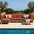 OVIALA - Salon de jardin bas modulable uni 5 places terracotta - Patio - vignette
