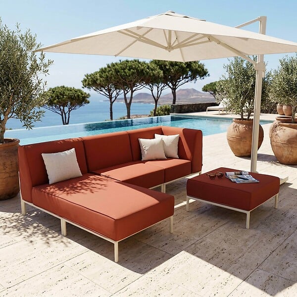 OVIALA - Salon de jardin bas modulable uni 4 places terracotta - Patio - large