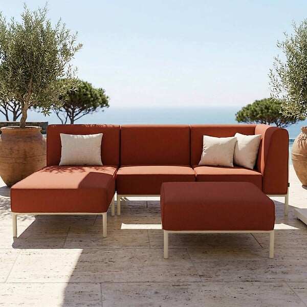 OVIALA - Salon de jardin bas modulable uni 4 places terracotta - Patio - large