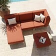 OVIALA - Salon de jardin bas modulable uni 4 places terracotta - Patio - vignette