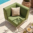 OVIALA - Fauteuil d'angle pour salon de jardin modulable tissu vert kaki - Patio - vignette