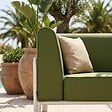 OVIALA - Fauteuil d'angle pour salon de jardin modulable tissu vert kaki - Patio - vignette