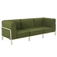OVIALA - Salon de jardin bas modulable uni 3 places vert kaki - Patio - vignette