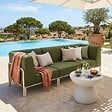 OVIALA - Salon de jardin bas modulable uni 3 places vert kaki - Patio - vignette