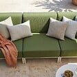 OVIALA - Salon de jardin bas modulable uni 3 places vert kaki - Patio - vignette
