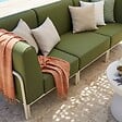 OVIALA - Salon de jardin bas modulable uni 3 places vert kaki - Patio - vignette