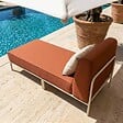 OVIALA - Méridienne pour salon de jardin modulable en tissu terracotta - Patio - vignette