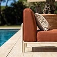 OVIALA - Méridienne pour salon de jardin modulable en tissu terracotta - Patio - vignette