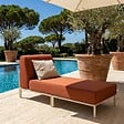 OVIALA - Salon de jardin bas modulable uni 3 places terracotta - Patio - vignette