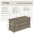 TECTAKE - Boîte de rangement Kuusamo, en rotin, avec structure en aluminium et roulettes marron naturel - vignette