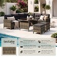 TECTAKE - Canapé de jardin BARLETTA modulable marron naturel - vignette