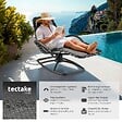 TECTAKE - Chaise longue jardin ergonomique fonction balancement gris en textilène respirant coussin tête amovible accoudoirs rembourrés 120kg - vignette