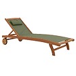 OVIALA - Lot de 2 bains de soleil en bois inclinable avec roues vert sauge - Aubagne - vignette