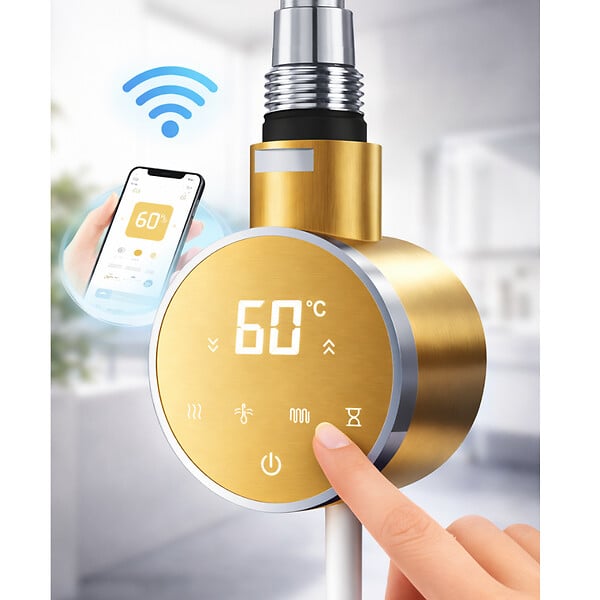 OTITEC - Sèche-serviettes électrique – 100 x 50 cm – Doré - 500W - Avec thermostat connecté - ELEGANT - large