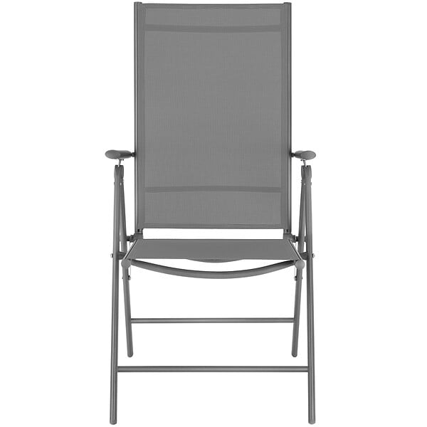 TECTAKE - Chaises de jardin pliantes avec dossier réglable, en tissu maillé gris anthracite - large