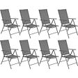 TECTAKE - Chaises de jardin pliantes avec dossier réglable, en tissu maillé gris anthracite - vignette