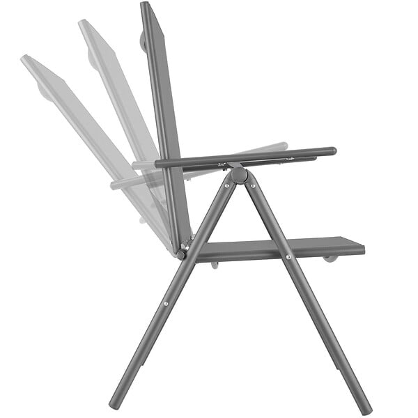 TECTAKE - Chaises de jardin pliantes avec dossier réglable, en tissu maillé gris anthracite - large