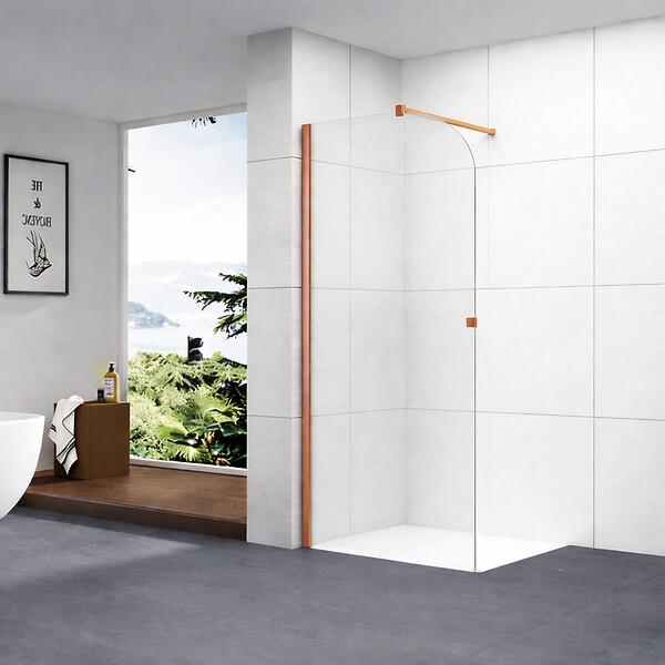 OTITEC - Paroi de douche italienne Clear - 120 x 195 cm - Cuivre brossé - GAUCHE - LUCIA - large