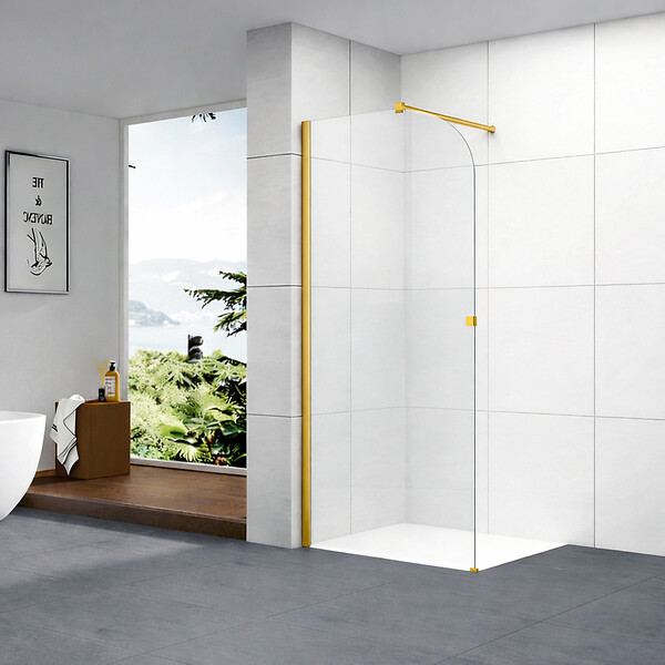OTITEC - Paroi de douche italienne Clear - 120 x 195 cm - Or brossé - GAUCHE - LUCIA - large