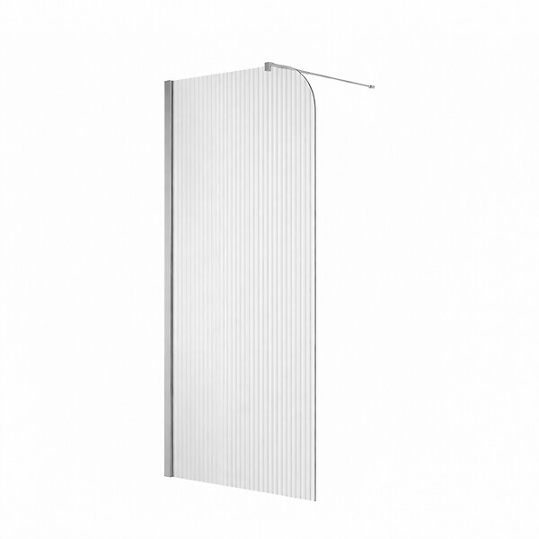 OTITEC - Paroi de douche italienne flûtée - 110 x 195 cm - Chrome - Gauche - LUCIA - large