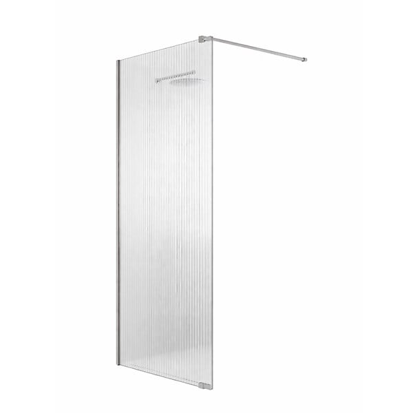 OTITEC - Paroi de douche italienne flûtée - 110 x 195 cm - Chrome - LINEA - large