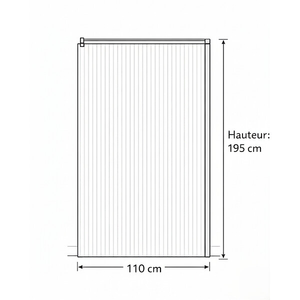 OTITEC - Paroi de douche italienne flûtée - 110 x 195 cm - Chrome - LINEA - large
