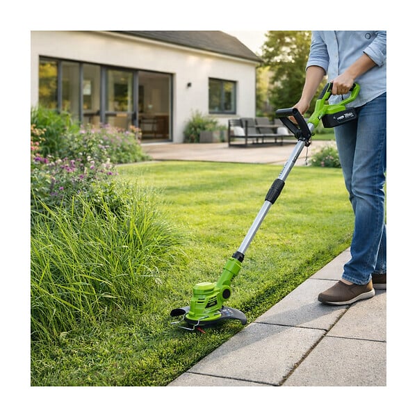 VITO - Coupe Bordure sans fil avec Batterie 20V 3.0AH + Chargeur + Jeu de 20 lames coupantes Mat télescopique VITO - large