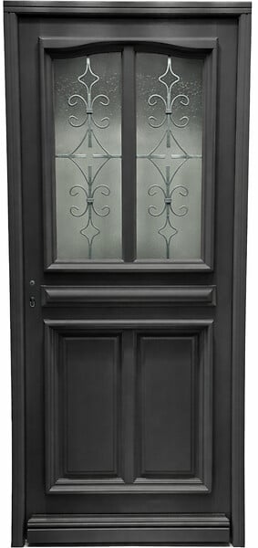 GD MENUISERIES - Porte d'entrée Bois Vitrée Mathilde Gris Anthr, H215 x L90 cm p,Droit Côte Tableau - large