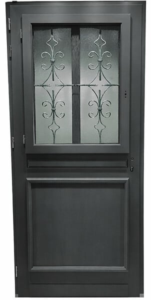 GD MENUISERIES - Porte d'entrée Bois Vitrée Mathilde Gris Anthr, H215 x L90 cm p,Droit Côte Tableau - large