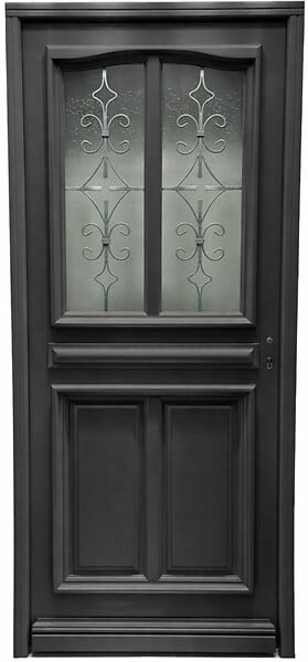 GD MENUISERIES - Porte d'entrée Bois Vitrée Mathilde Gris Anthr, H215 x L90 cm Côte Tableau p. Gauche - large
