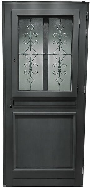 GD MENUISERIES - Porte d'entrée Bois Vitrée Mathilde Gris Anthr, H215 x L90 cm Côte Tableau p. Gauche - large