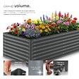 TECTAKE - Bac à fleurs surélevé anthracite en acier galvanisé 200x100x62cm 1200L jardinière potager ergonomique drainage ouvert culture légumes - vignette