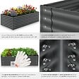 TECTAKE - Bac à fleurs surélevé anthracite en acier galvanisé 200x100x62cm 1200L jardinière potager ergonomique drainage ouvert culture légumes - vignette