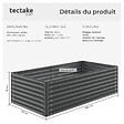 TECTAKE - Bac à fleurs surélevé anthracite en acier galvanisé 200x100x62cm 1200L jardinière potager ergonomique drainage ouvert culture légumes - vignette