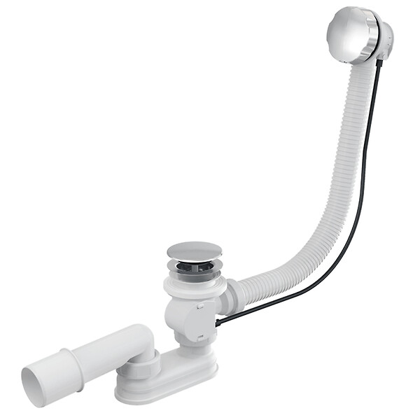 OTITEC - Vidage baignoire avec trop-plein - Bonde chrome - Flexible - large