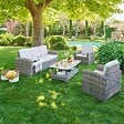 HESPERIDE - Salon de jardin Selenim 5 places beige - vignette