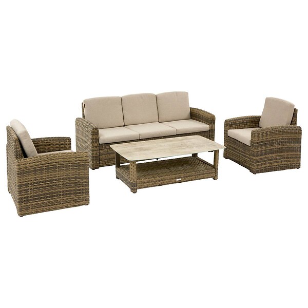 HESPERIDE - Salon de jardin Selenim 5 places beige - large