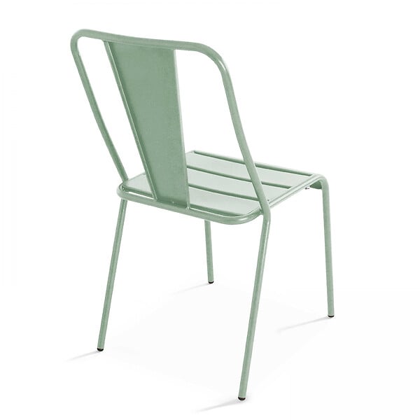 OVIALA - Chaise de jardin en métal vert sauge - Dieppe - large