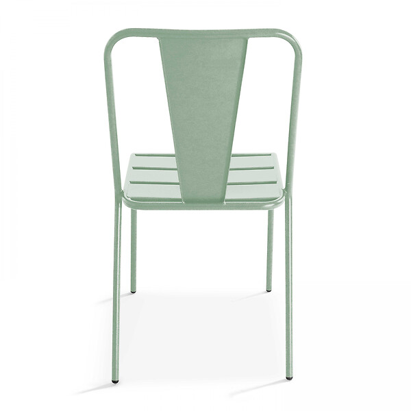 OVIALA - Chaise de jardin en métal vert sauge - Dieppe - large