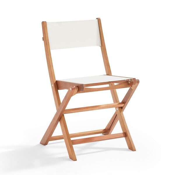 OVIALA - Ensemble table carrée pliante et 2 chaises pliantes blanches - Sete - large
