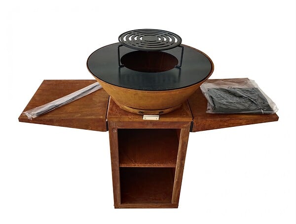 PURLINE - Barbecue avec plaque ronde, grill et support - large