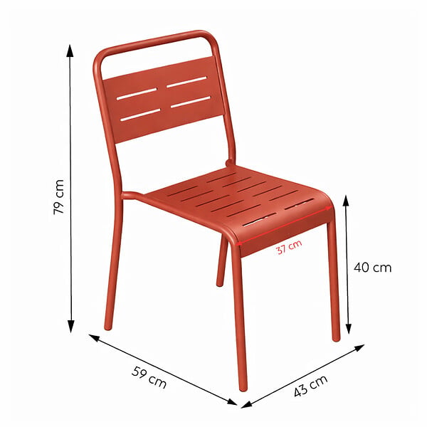 CONCEPT USINE - Ensemble table de jardin 120 cm et 4 chaises terracotta BERGAME - large